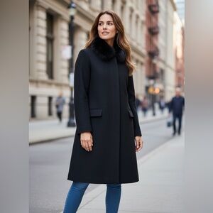 Vintage cashmere and wool blend fen nelli Elegant  Coat with reql Fur Collar